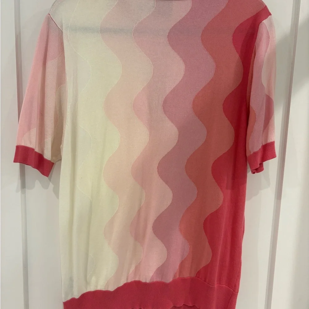 Jaded London Pink and Cream Wave Polo Shirt - Picture 2 of 3